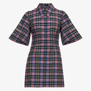 NWT Ganni Tartan Check Mini Dress / Size 34